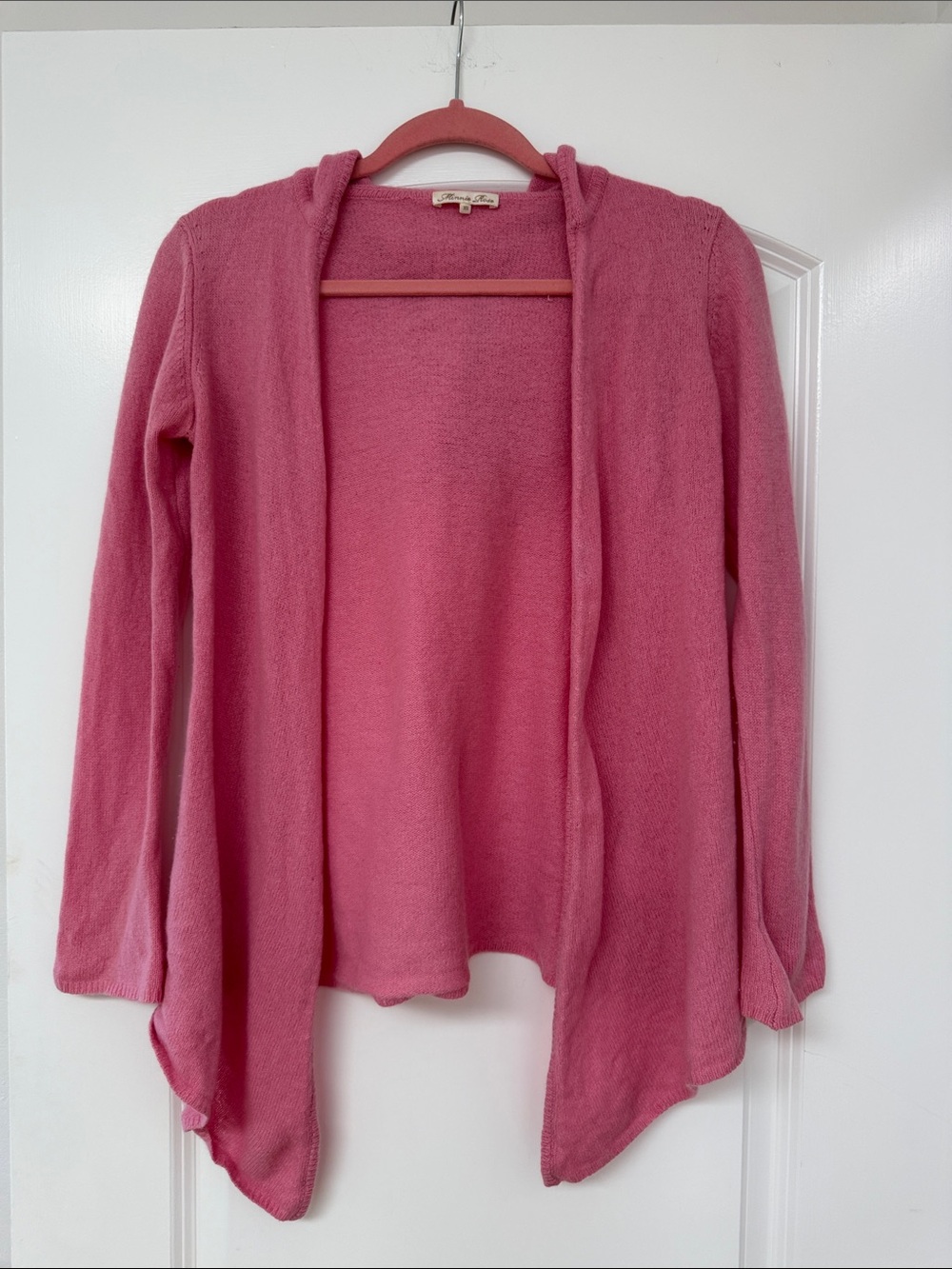 Minnie Rose Open-Front Hooded Cashmere Cardigan in Pink